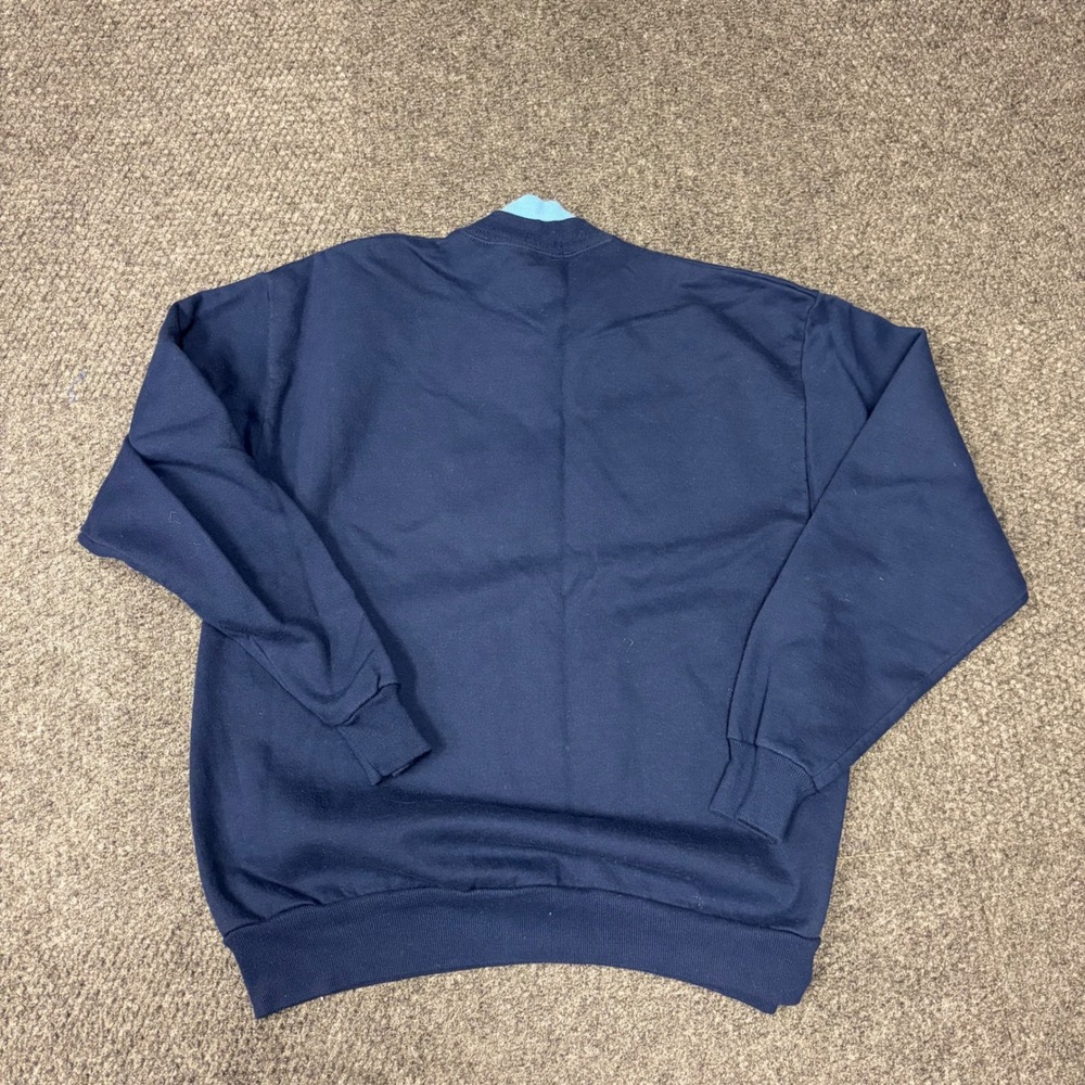 Vintage Morning Sun 2000 Fireworks Sweatshirt Navy Blue Mock Neck Large Y2K - Picture 5 of 5